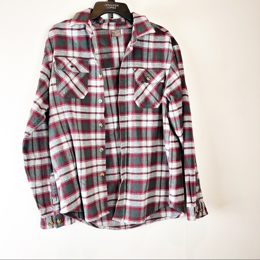 2/$20 Great Northwest  Burgundy Gray Flannel Large